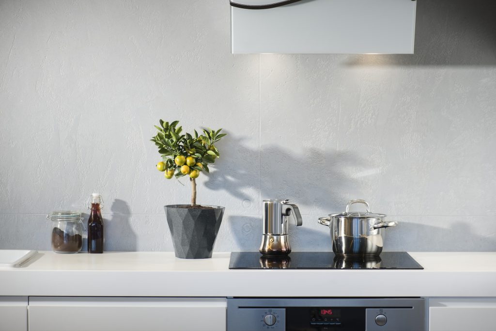 Gray Wall In Kitchen Room